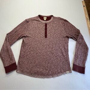 Lucky Brand Men's Long Sleeve Henley Shirt Space Dye Maroon Medium Casual